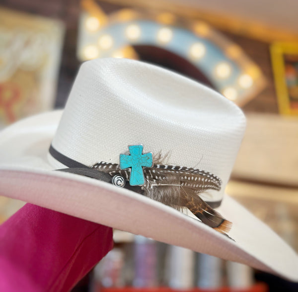 Soldered Turquoise Cross Stone Hat Pin