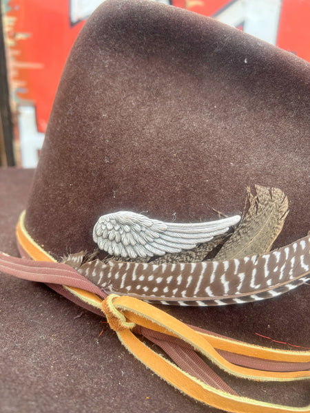 silver feather wing hat pin 