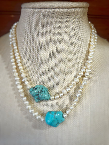 Freshwater Pearl Turquoise Beaded Necklace