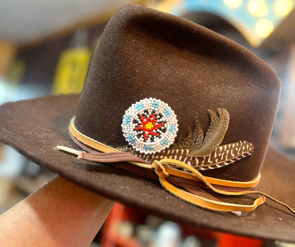 Beaded Sunburst Hat Pin White