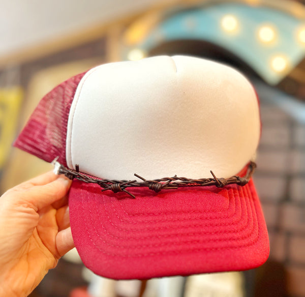 leather brown barbed wire hat  chain