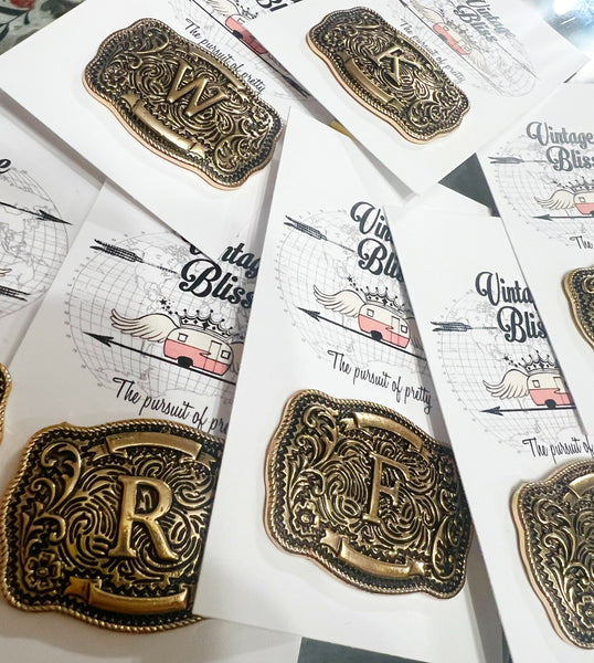 Buckle Bunny Initial Hat Pin GOLD