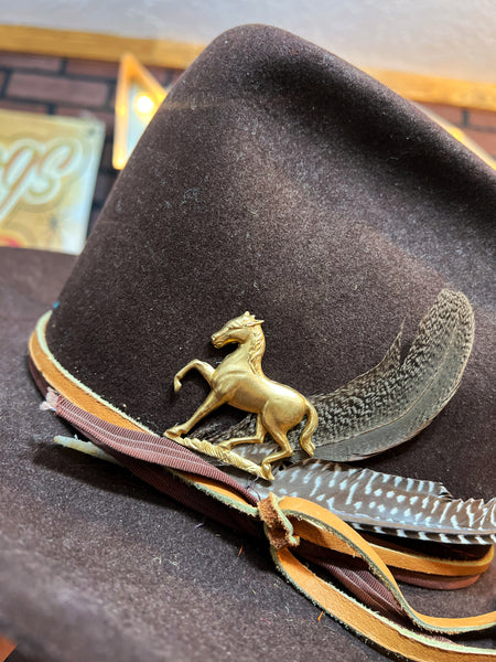 Brass Patina Running Horse Hat Pin