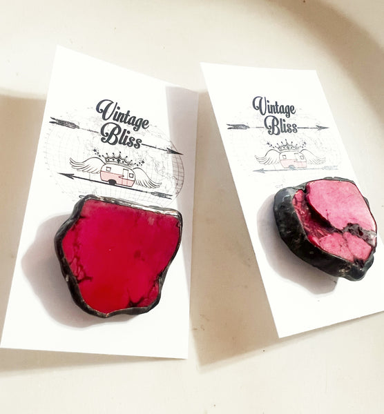 Fushia Color Stone Soldered Hat Pin