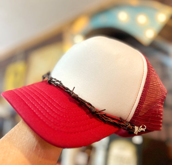 Barbed Brown Leather  Hat Chain