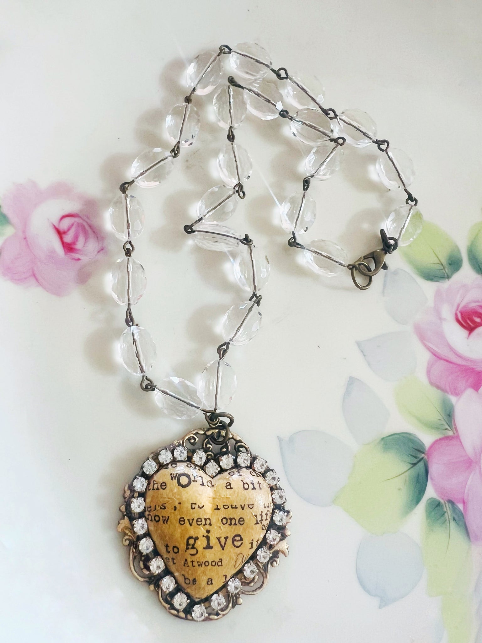 GIVE Collage Clay Heart Filigree Necklace