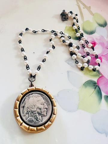 Indian Head Coin Metal Chain Necklace