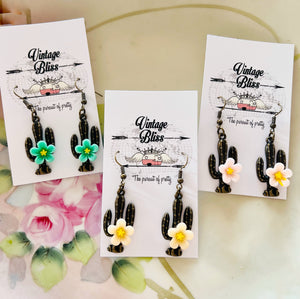 Cactus with Flower Earrings