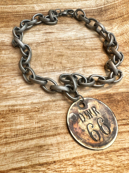 Brass Patina Vintage Locker Tag Necklace 66