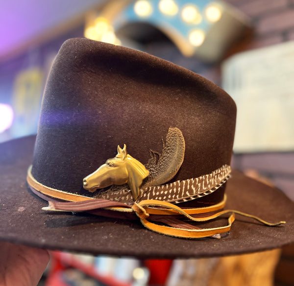 Brass Patina Horse Hat Pin Large