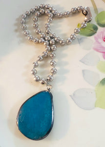 Soldered Blue Crystal Drop Necklace