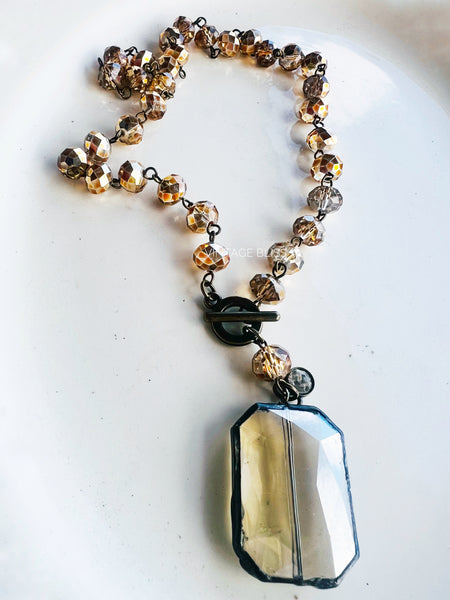 Topaz Soldered Crystal Drop Necklace