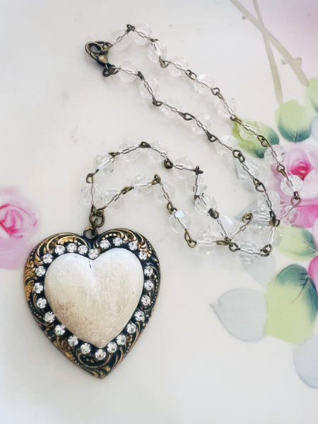 Hearts Desire Clay Heart Beaded Chain Necklace