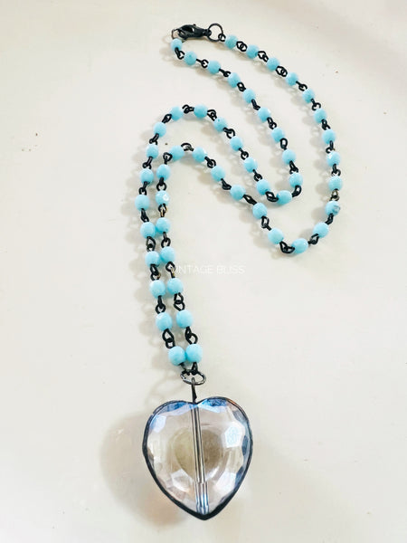 Soldered Crystal Glass Mini Heart Beaded Chain Necklace
