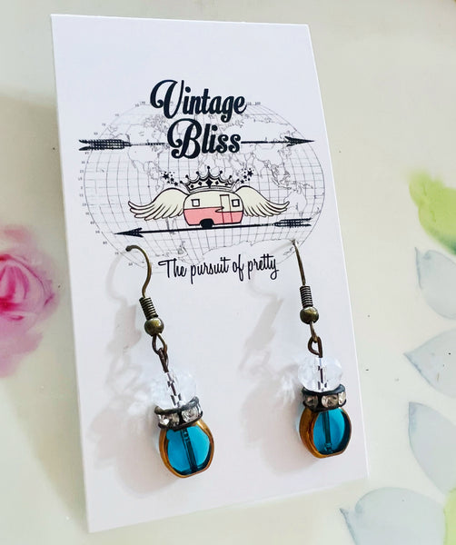 Sapphire Blue Rondelle Earrings