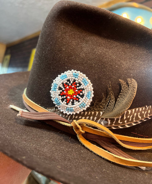 Beaded Sunburst Hat Pin White