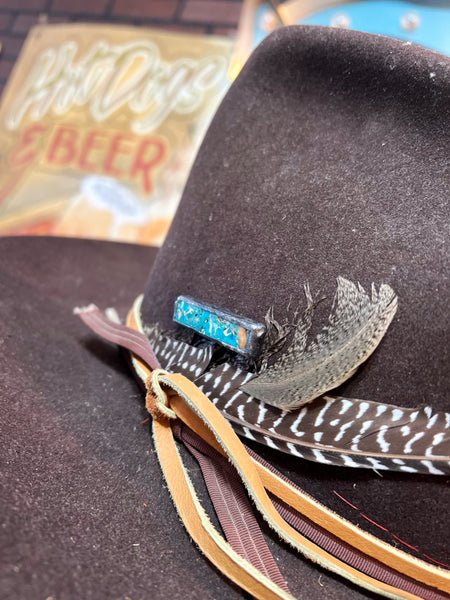 Turquoise Hematite Soldered Stone Bar Hat Pin