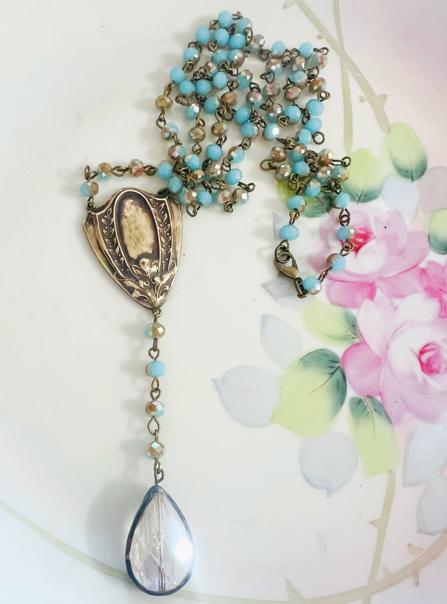 Soldered Crystal Rosary Style Necklace