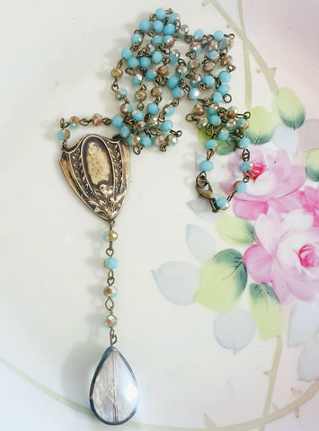 Soldered Crystal Rosary Style Necklace