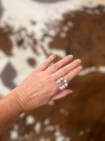 Buckle Up Buttercup Pink Conch Heart Ring