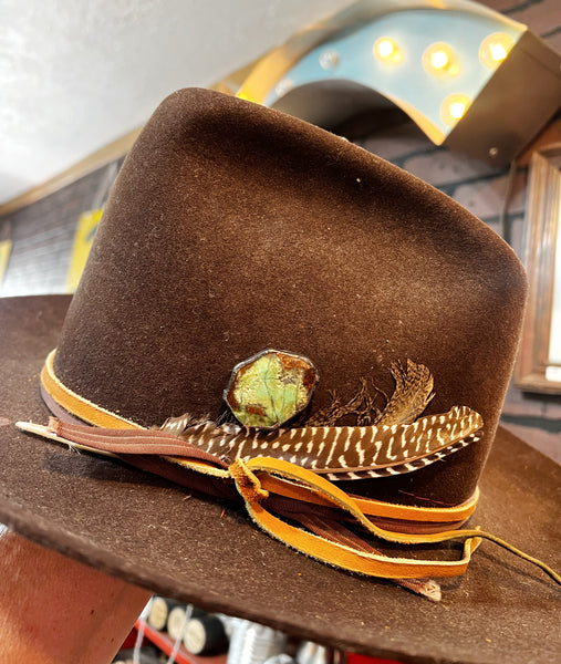 Soldered Mint Green & Brown Agate Stone Hat Pin