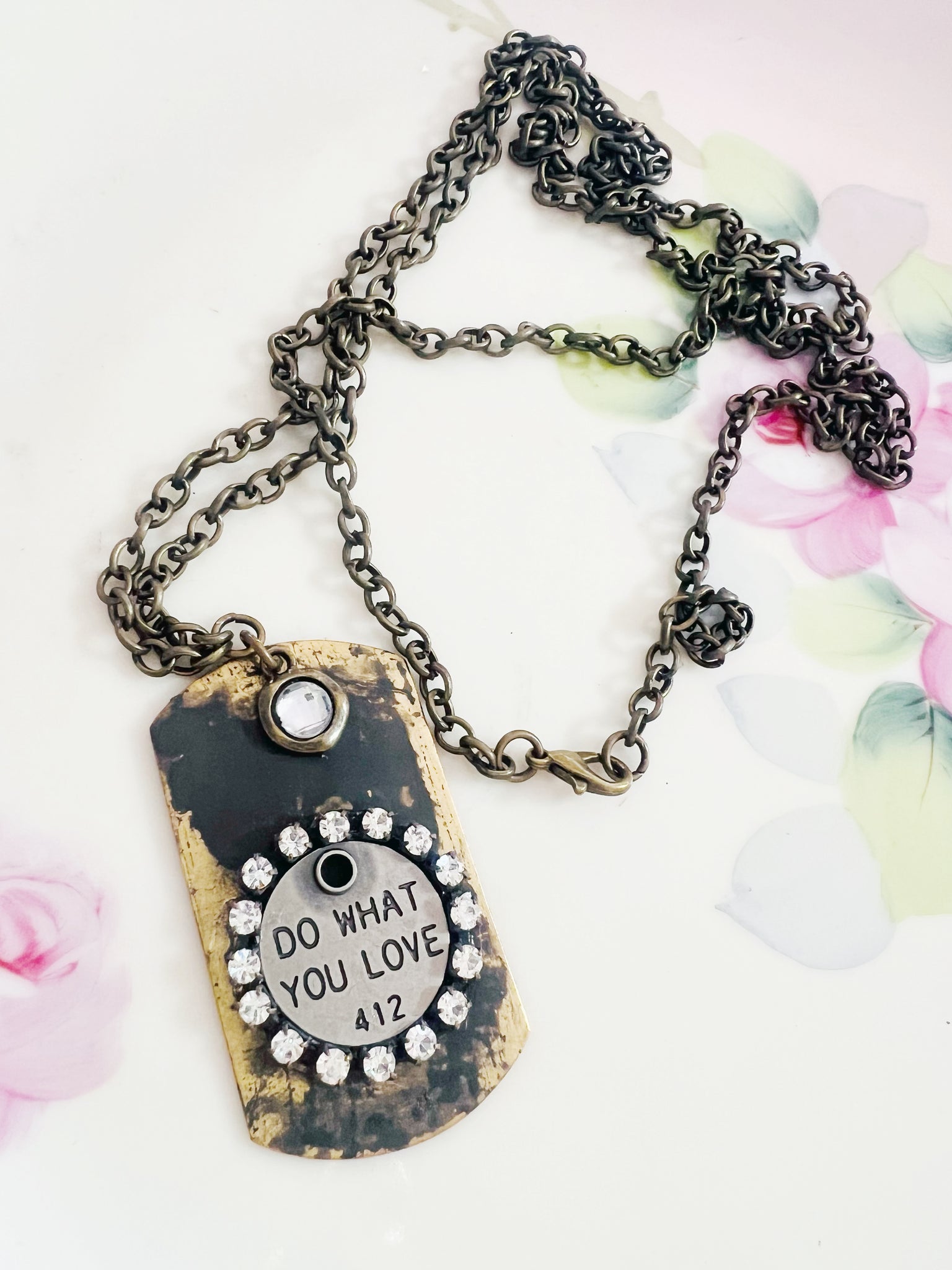 Do What You Love Quote Dog Tag Style Necklace