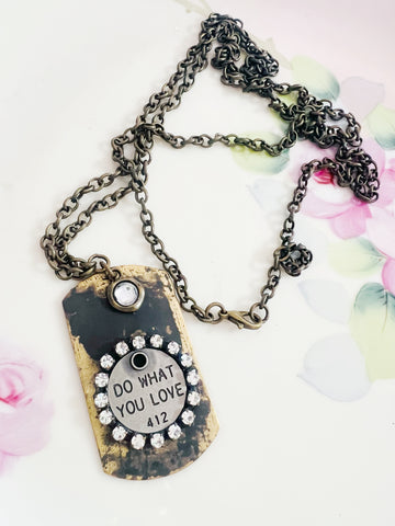 Do What You Love Quote Dog Tag Style Necklace