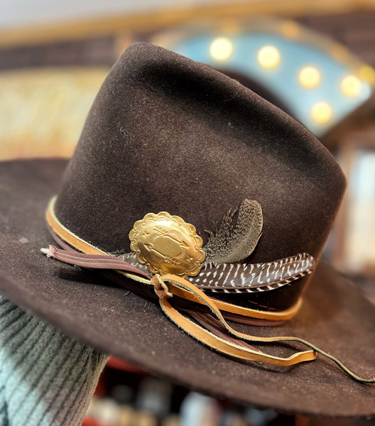 Brass Patina Large Arrows Concho Hat Pin