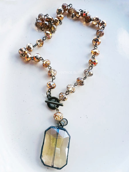 Topaz Soldered Crystal Drop Necklace