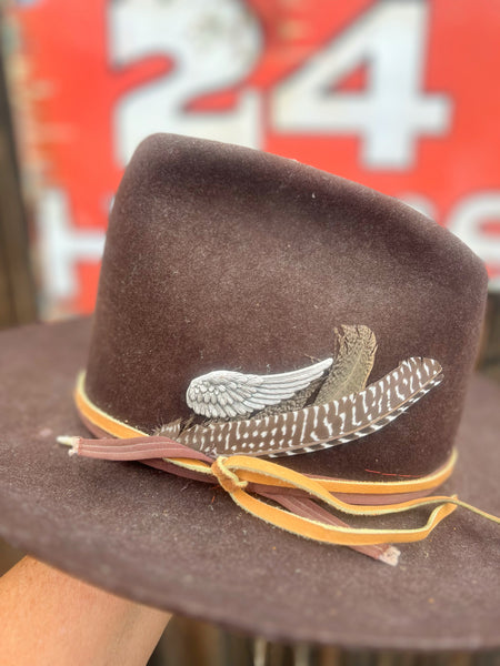 Matte Silver Feather Wing Hat Pin large