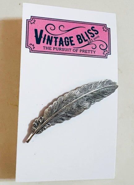 Matte Silver Feather Hat Pin