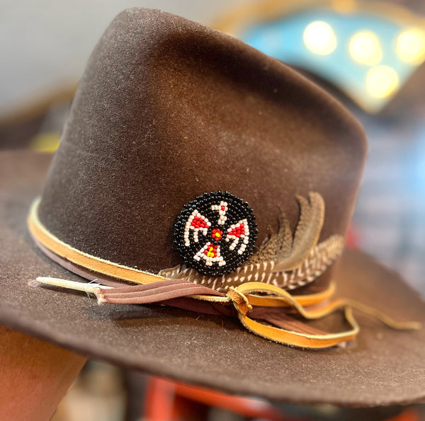 Beaded Thunderbird Hat Pin Black