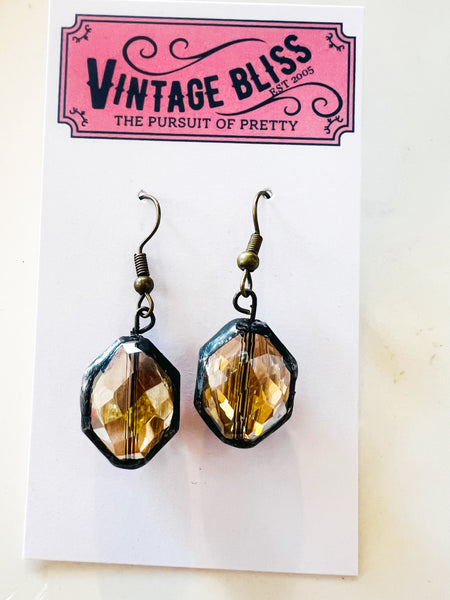 Topaz Soldered Glass Crystal Earrings