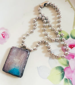 Soldered Blue Crystal Drop Necklace