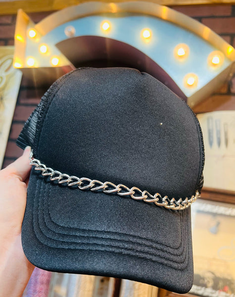 Large Link Silver Hat Chain