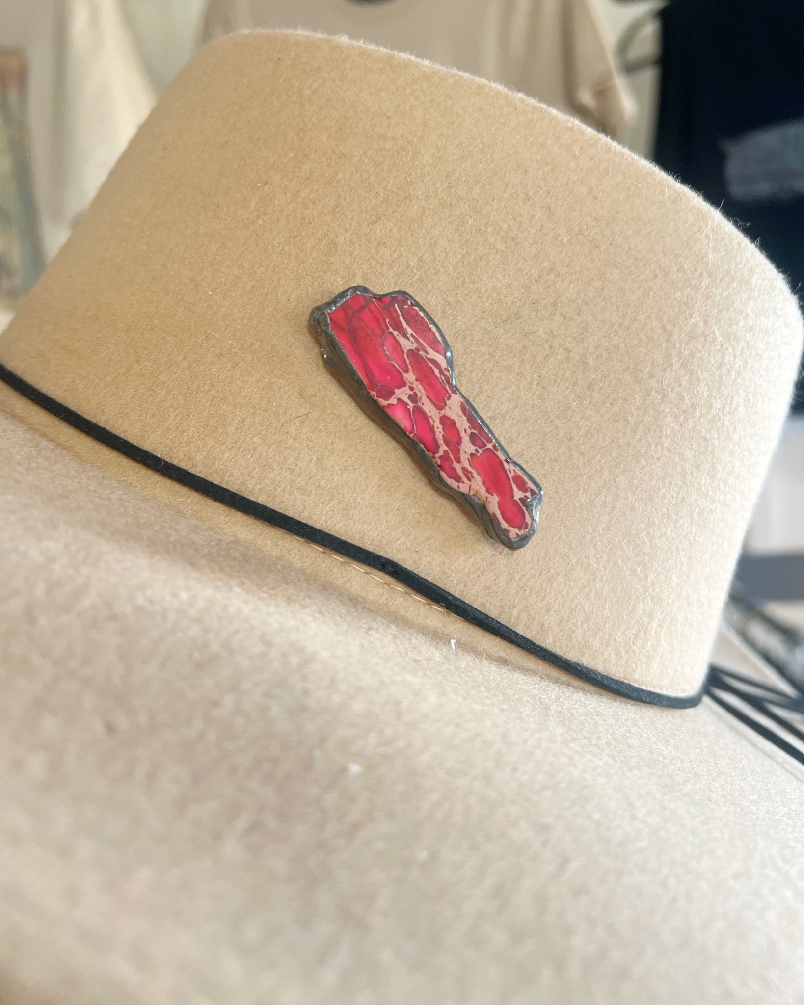 Soldered Pink Stone Hat Pin