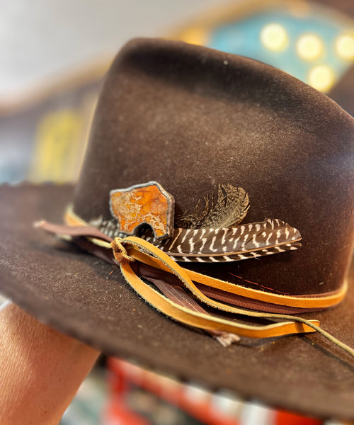 Rust Orange Soldered Stone Hat Pin