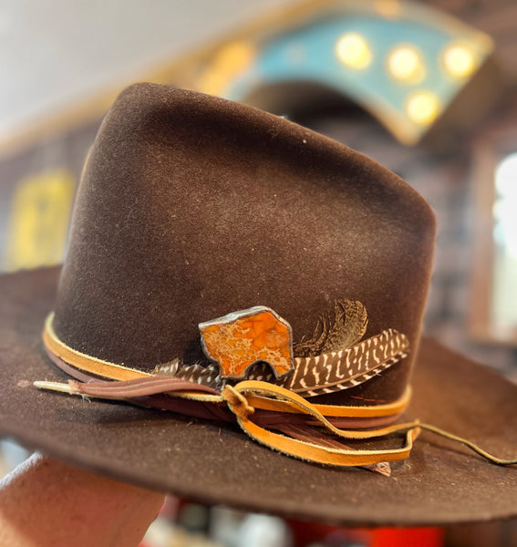 Rust Orange Soldered Stone Hat Pin