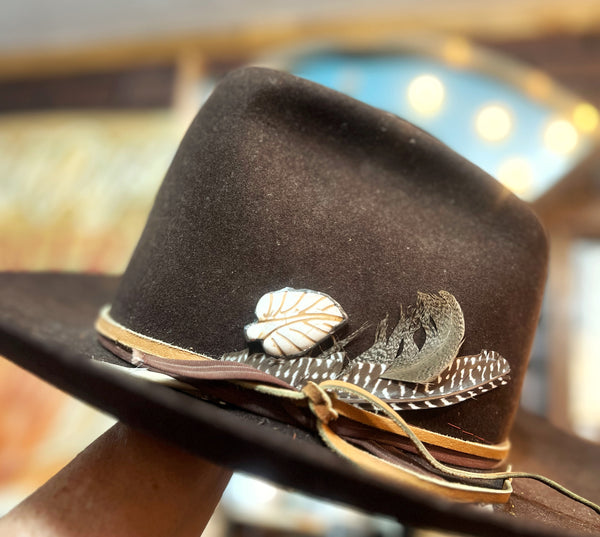 Soldered White Leaf Stone Hat Pin