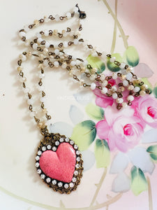 pink heart necklace 