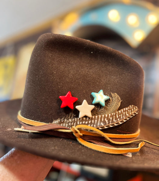 Red White Turquoise Star Patriotic Hat Pin Set