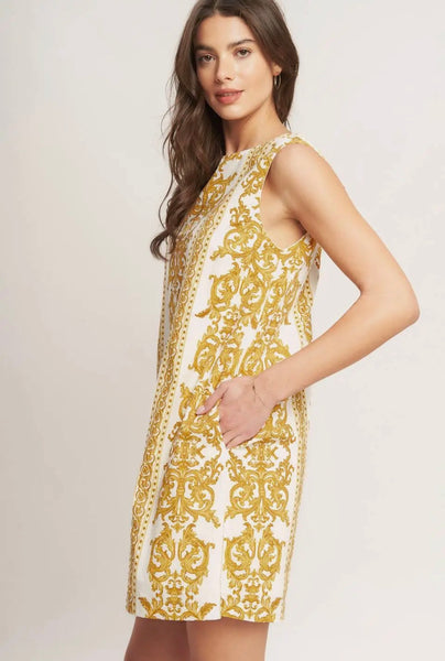 Baroque Print Shift Dress