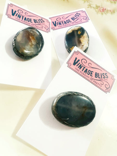 Polished Oval Agate Soldered Stone Hat Pin