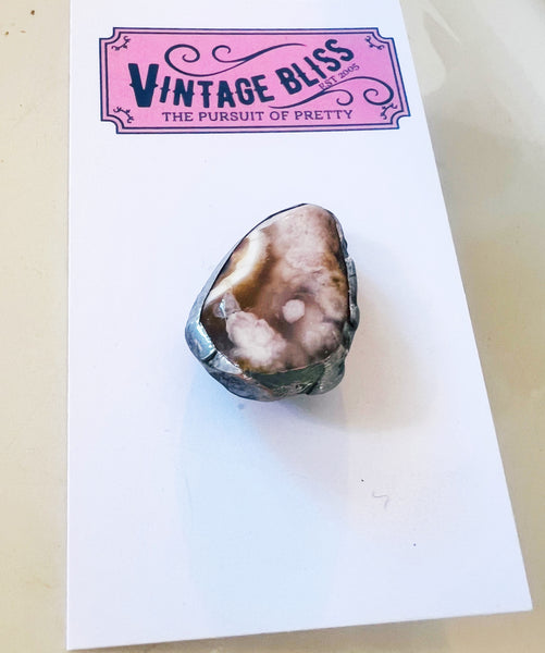 Cherry Blossom Agate Soldered Stone Hat Pin