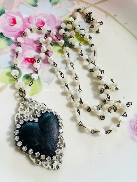 My Black Heart Filigree Necklace long