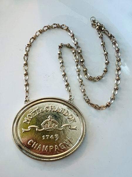Moet Champagne Medallion Chain Necklace Gold