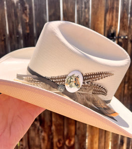 Double Horse Cameo Western Hat Pin