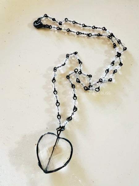 Soldered Mini Heart Necklace AB Crystal