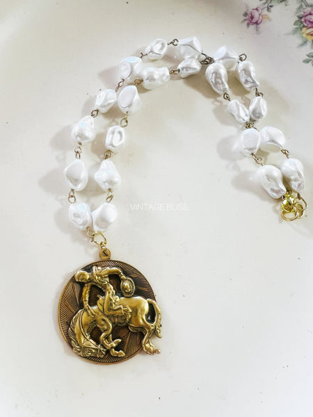 Bronco Billy Polished Brass & Silver Necklace