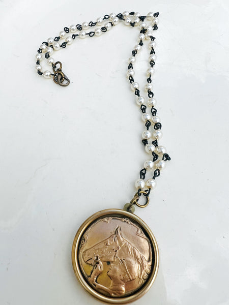 Equestrian Rider Pearl Chain Necklace